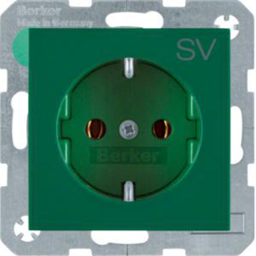Wandcontactdoos opdruk SCHUKO groen glans S.1/B.3/B.7 glas