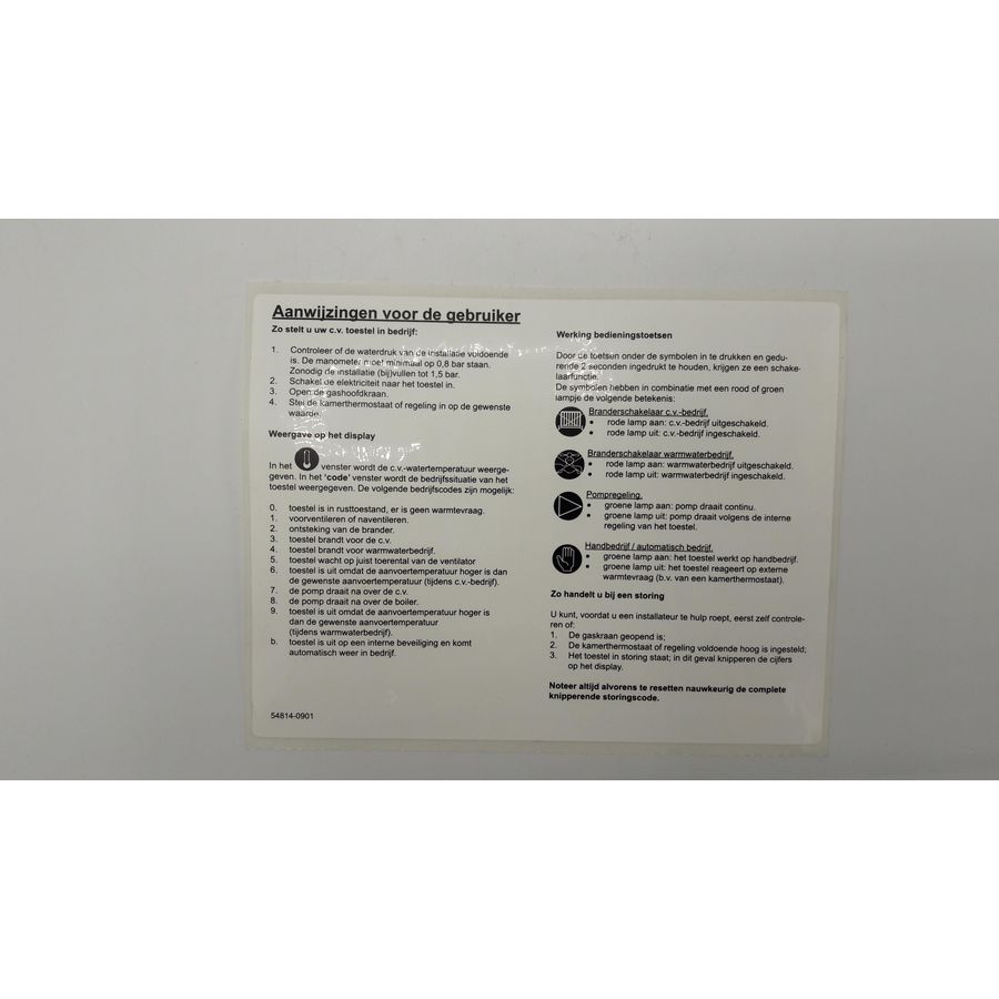 Sticker gebruiksaanwijzing Quinta NL 54814