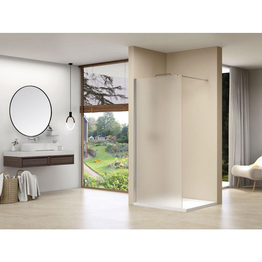 Inloopdouche vaste wand 1170-1190x2000mm 8mm gesatineerd glas chroom muurprofiel stabilisatiestang