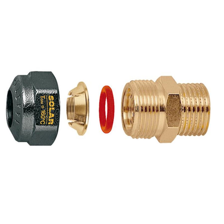 Solar mechanische koppeling recht 3/4"bt.x22mm