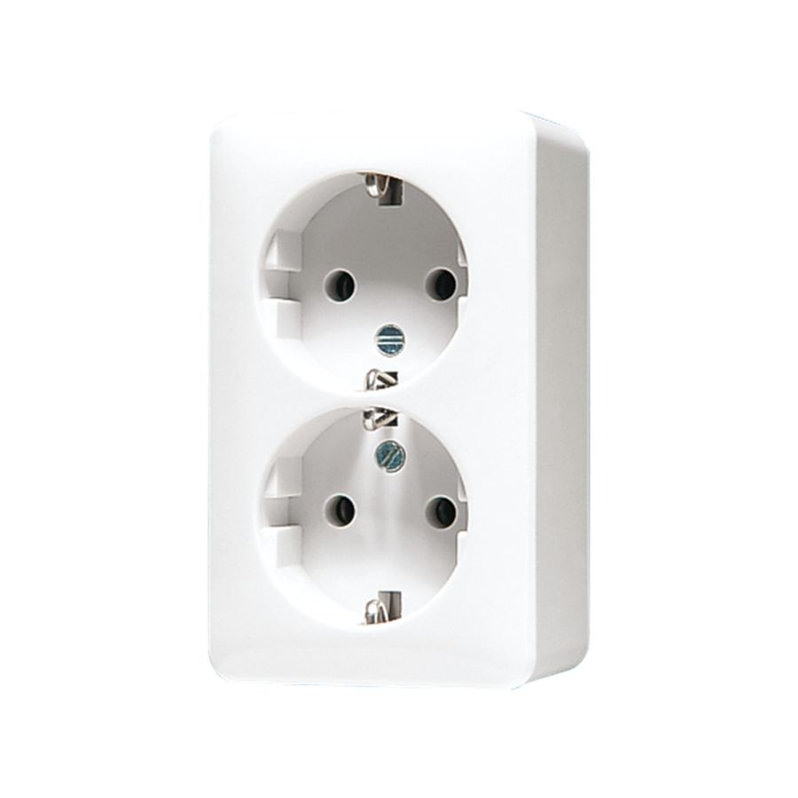 Wandcontactdoos alpin wit 2-voudig met R/A AP600