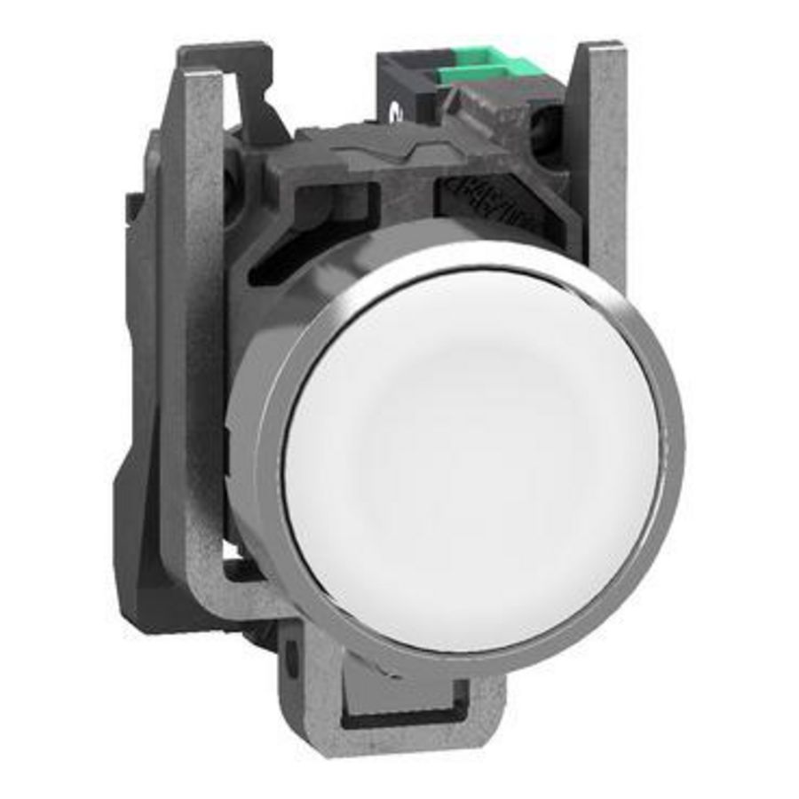 Drukknop Harmony XB4 metaal Vlak wit 22mm veerretour ongemar