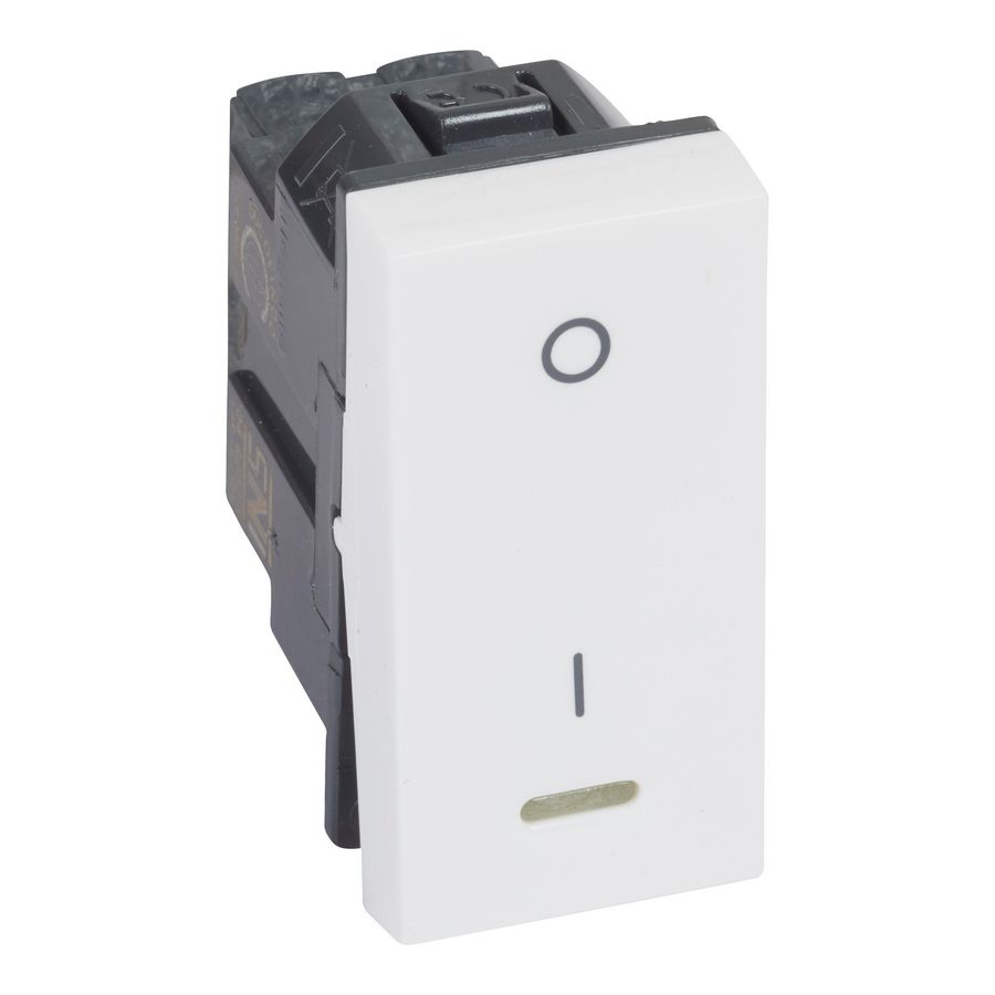 Schakelaar 2-polig + led rood 20AX 250V 1 module wit Arteor
