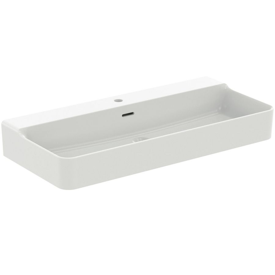 wastafel 1000x450x165mm m kraangat m overloop silk white T36