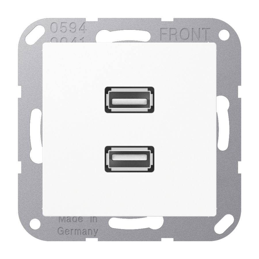 Afdekking AS500 alpin wit voor 2xUSB