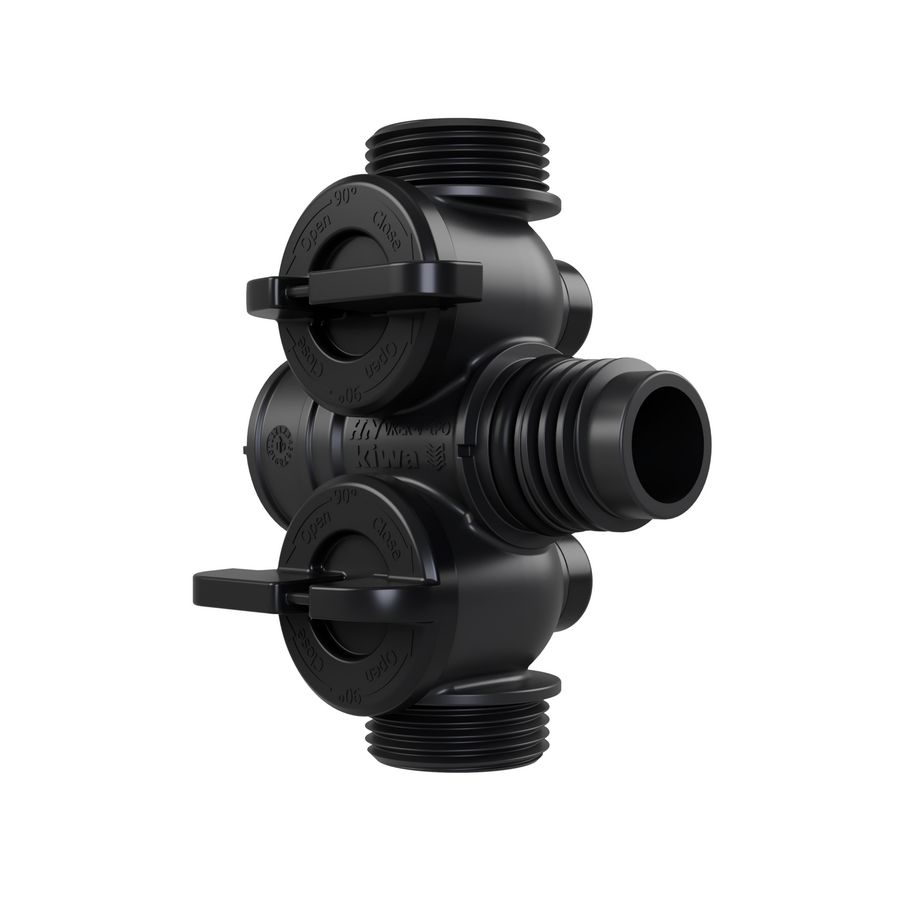 Kunststof leidingverdeler PRO-FLOW koppelbaar 1x PO euroconus - draaiknoppen zwart