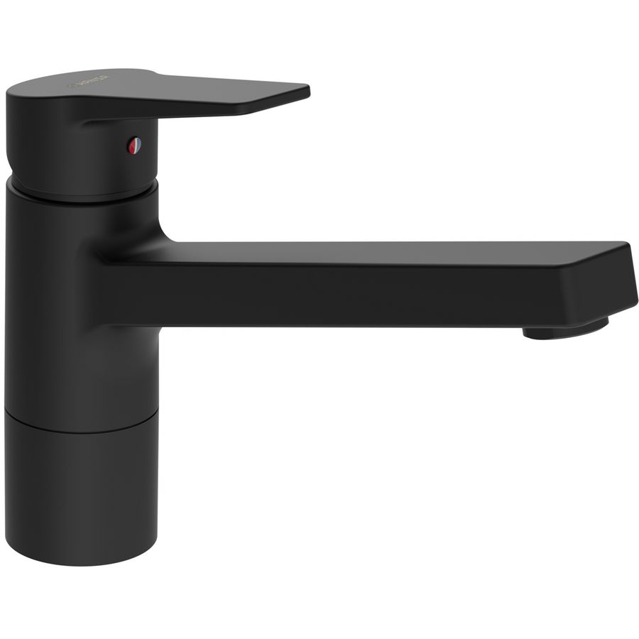 keukenmkr 150gr.draaib.uitloop, flex aansluiting, mat zwart