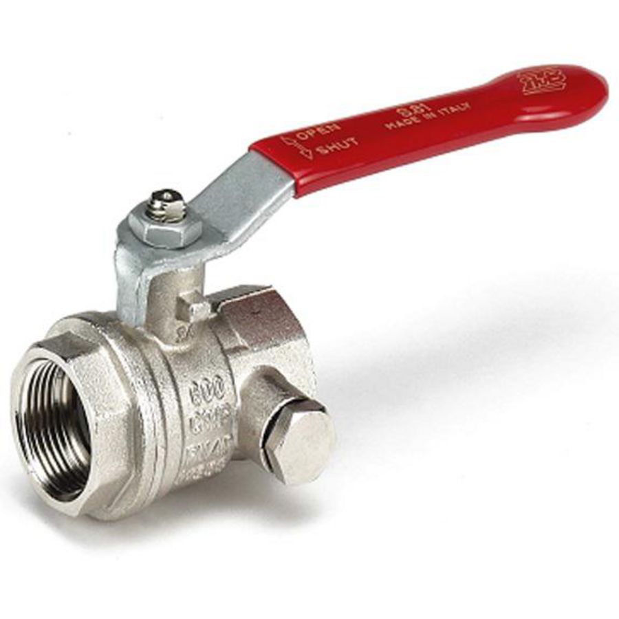Kogelkraan S81 vernikkeld hendel met aftapgelegenheid  3/4"bn.