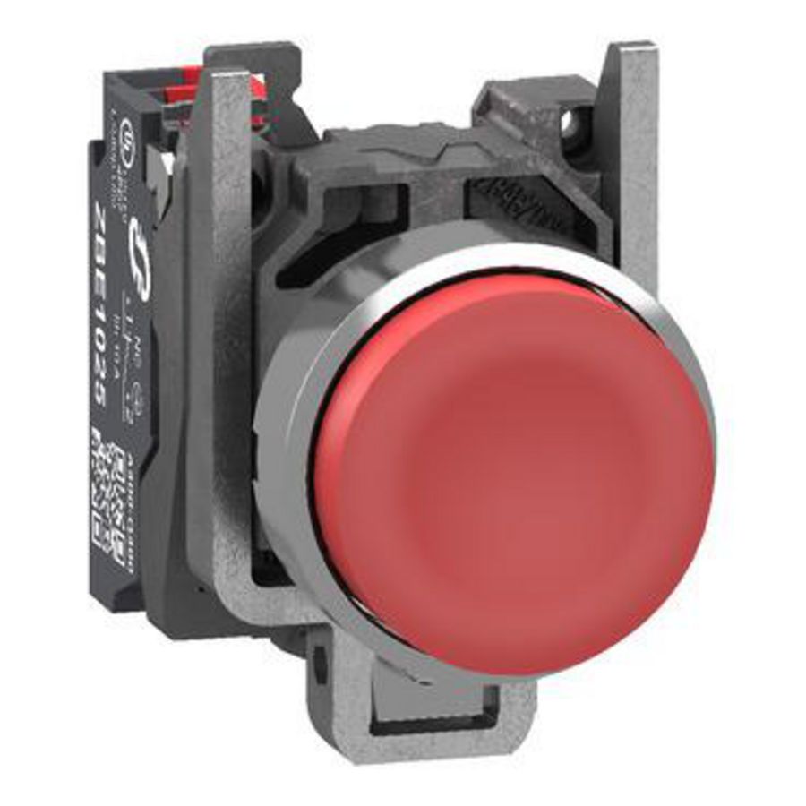 Drukknop Harmony XB4 metaal uitstekend rood 22mm veerretour