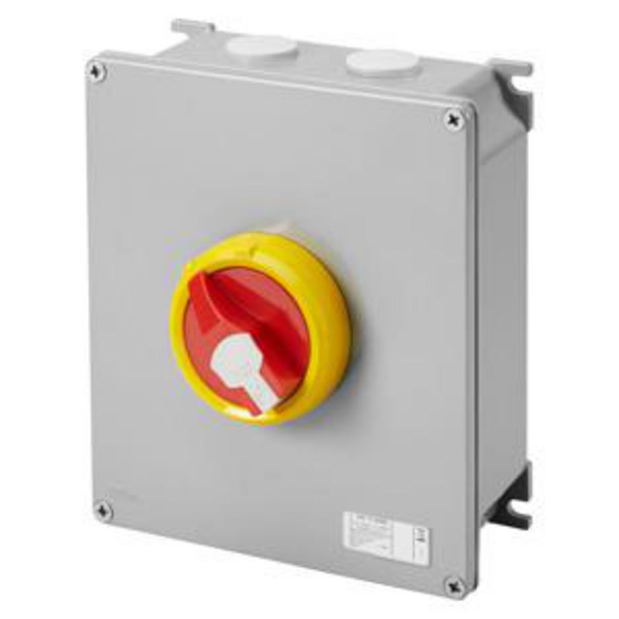 LAST/DRAAISCHAKELAAR IN METALEN BOX- 63A 4P-VERGRENDELBARE