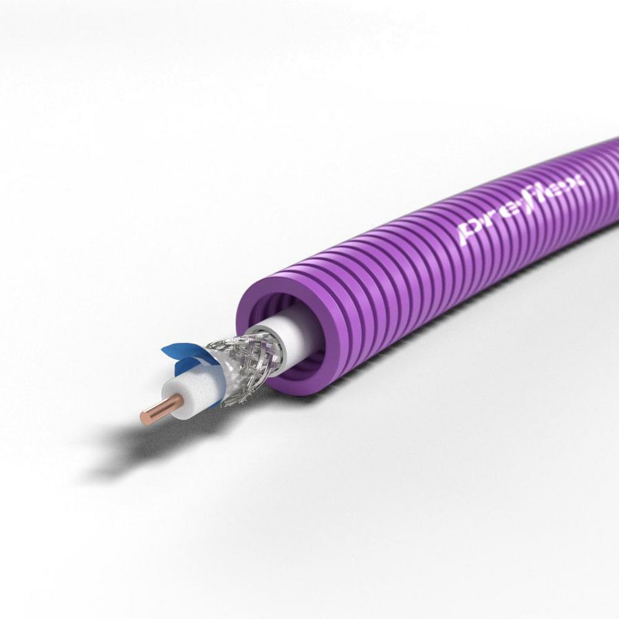 Rol a 100mtr. voorbedrade flexibele buis PREFLEX PA16 E COAX-KOKA9-HI