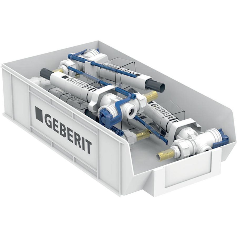Set a 6st. vlotterkraan type 383 (240.714.00.5) 3/8"messing (incl. witte voorraadbak)