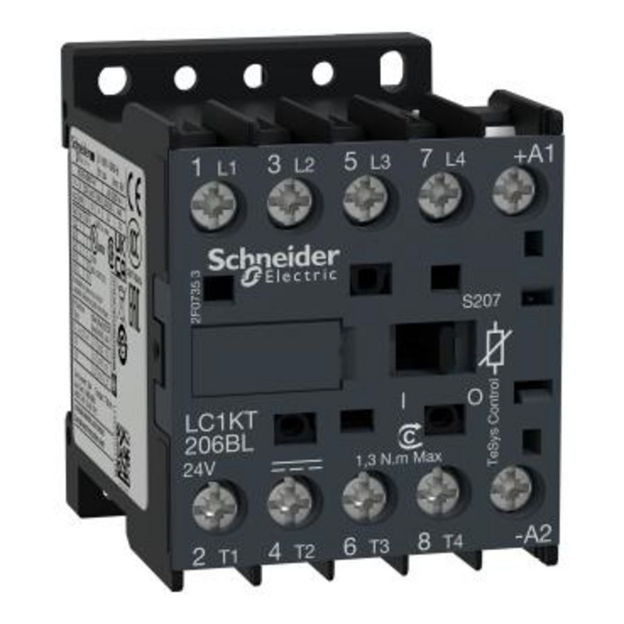 Contactor 4P (4 NO) AC-1 20 A 24V DC laag TeSys K