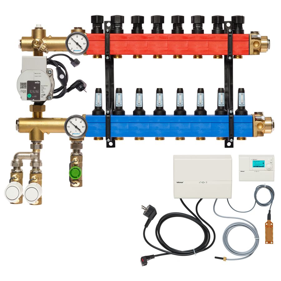 Vloerverw.verdeler 4850 3-pijps E-pomp OA. 10-145l/u 8-groeps