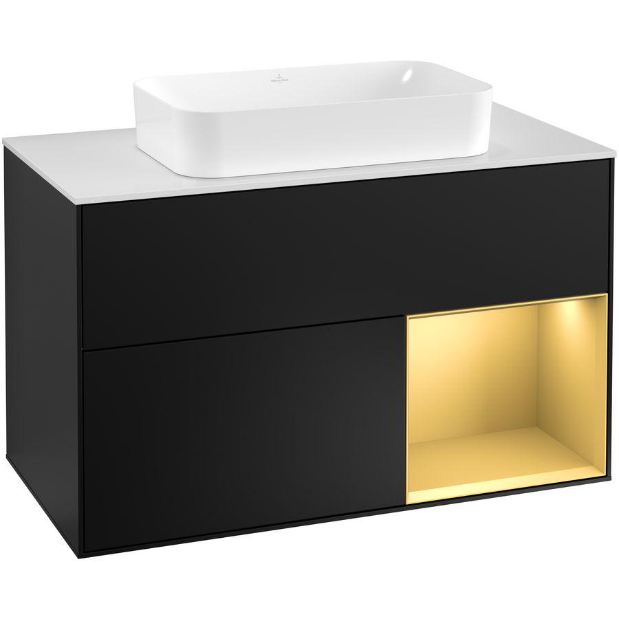Wastafelonderkast Finion 1000x603x501mm Black Matt Lacquer G251HFPD