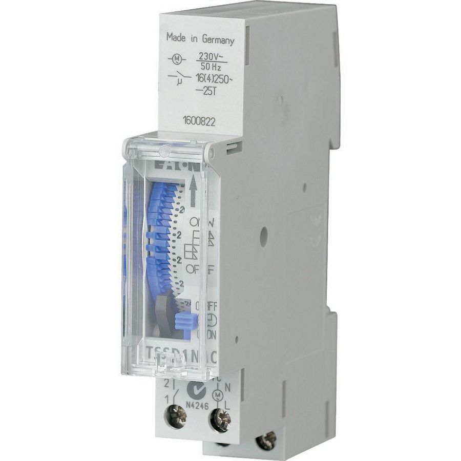 Tijdschakelklok analoog-1 maak-dag-synchroon-DIN-rail mont