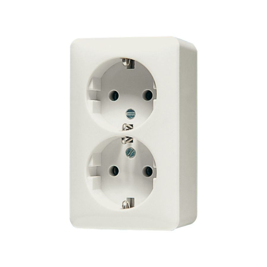 Wandcontactdoos wit 2-voudig met R/A AP600