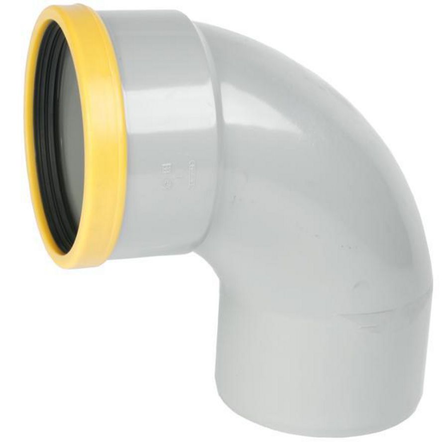 PVC bocht 88° 250mm SN8 0,75D grijs mof/spie