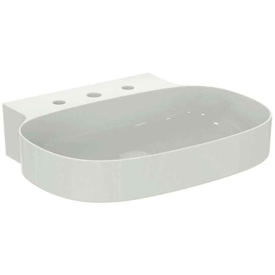 LINDA-X Wastafel 600X500X135mm + 3 kr.gat z.overl. gesl. Wit