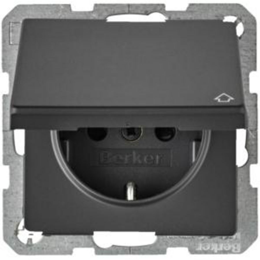 Wandcontactdoos RA aanraakveilig kd berker Q.1/Q.3/Q.7 antraciet