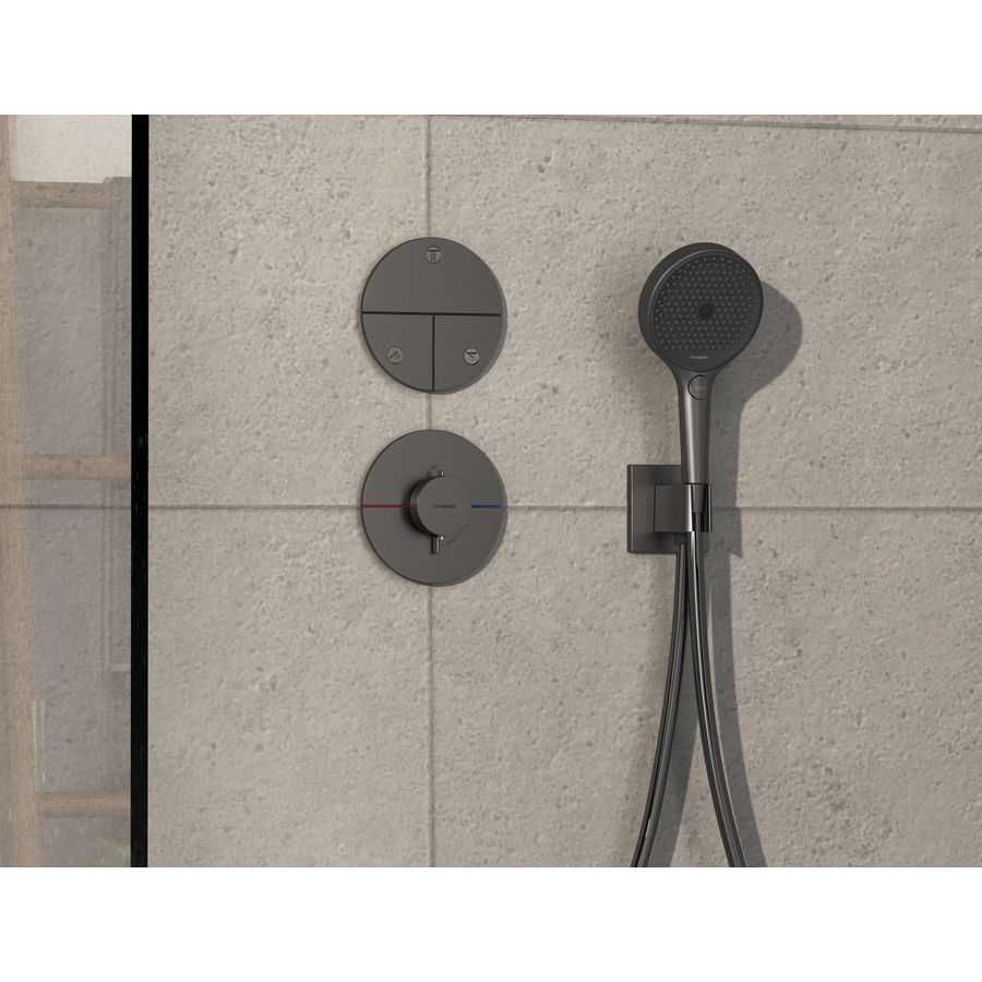 ShowerSelect Comfort S stopkraan afbouwdeel tbv inbouw voor 3 functies Brushed Black Chrome