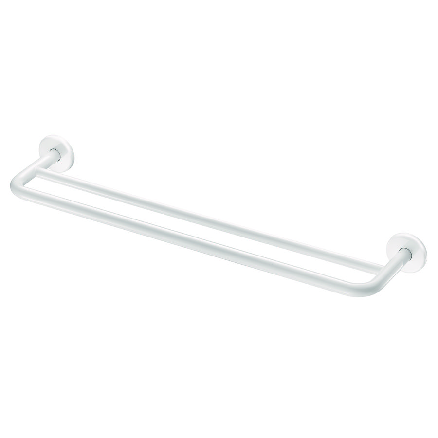 Handdoekbeugel 60cm dubbele stang wit epoxy