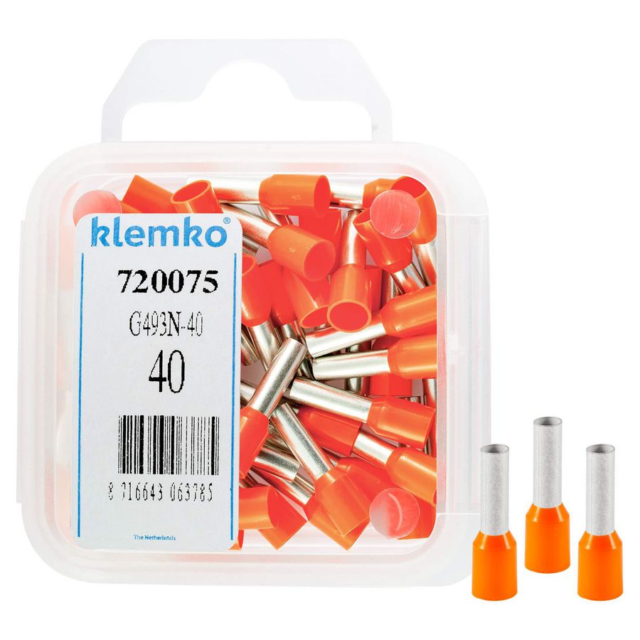 Kist a 40st. geisoleerde adereindhuls 4mm² Oranje 10mm stand