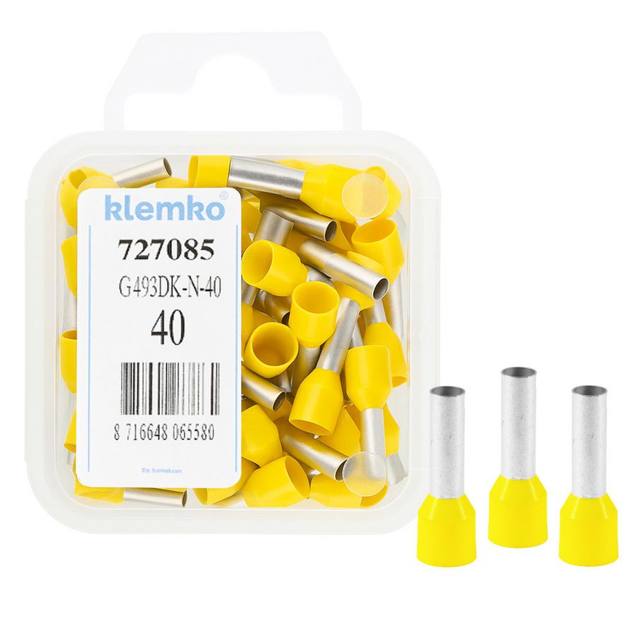 Kist a 40st. geisoleerde adereindhuls 6mm² Geel 12mm DIN