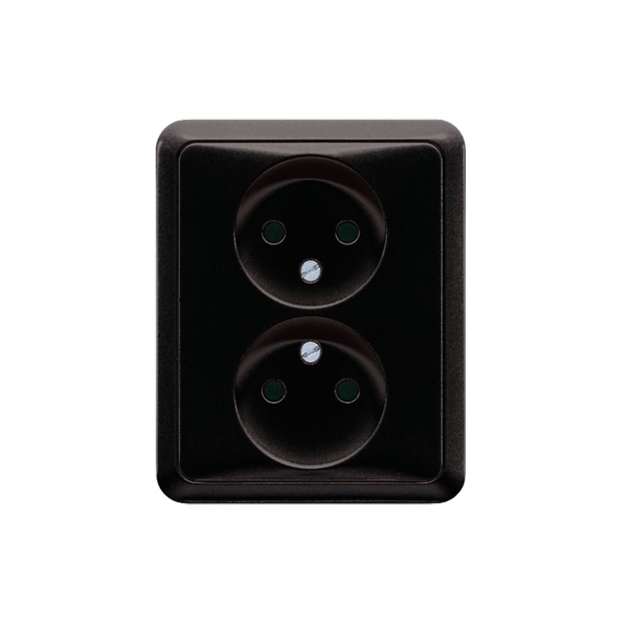 Wandcontactdoos zwart 2-voudig CD500