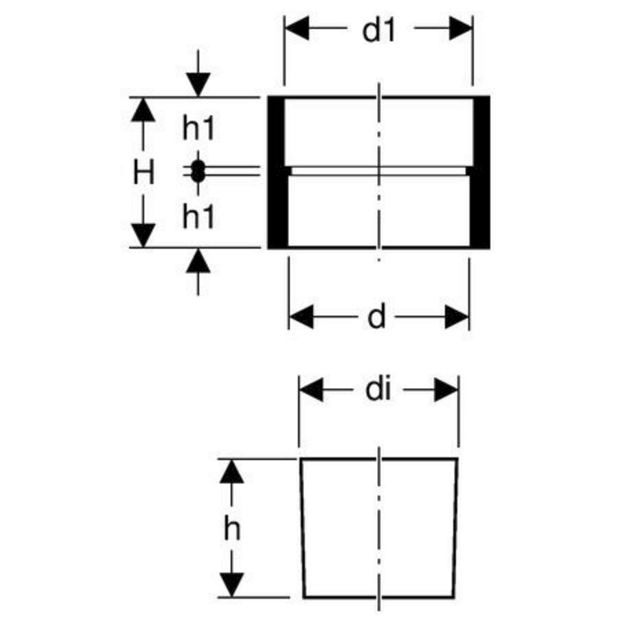 Polyethyleen (PE) gietijzer aansluitstuk met steunring 75mm