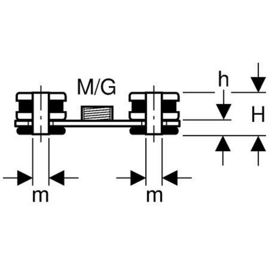 Grondplaat met demping M10bi. tbv beugel Silent-db20 geluidsarm