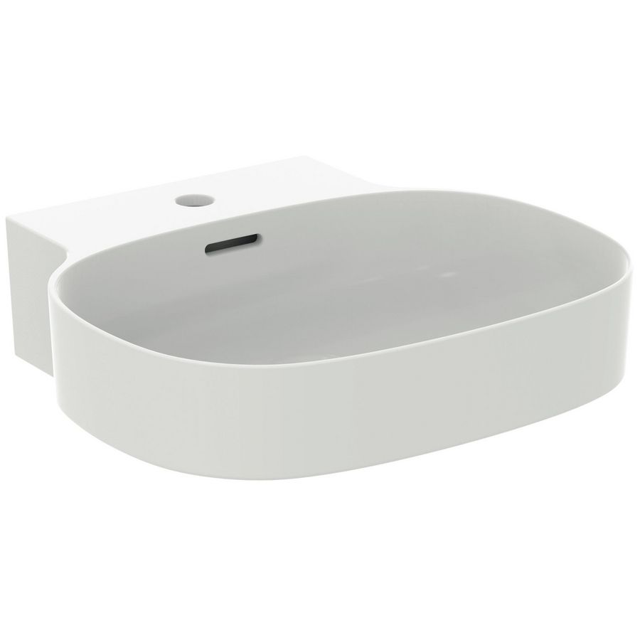 LINDA-X Wastafel 500X480X135mm kr.gat gleufov. gesl.Silk WH