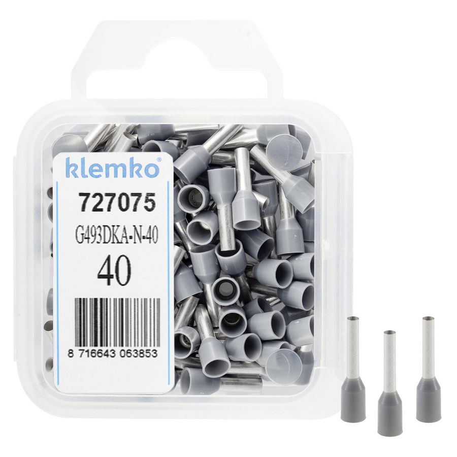 Kist a 40st. geisoleerde adereindhuls 4mm² Grijs 10mm DIN