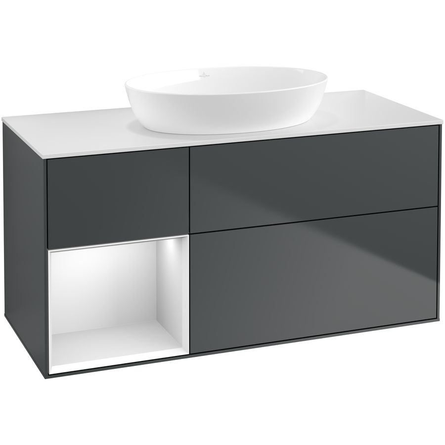 Wastafelonderkast Finion 1200x603x501mm Mid.Blue Matt Lacquer GA61MTHG