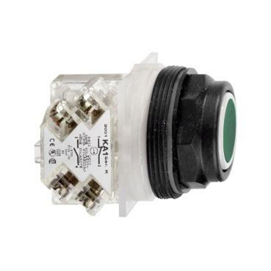 Drukknop Verzonken Terugvering Ø30mm 1NO Groen