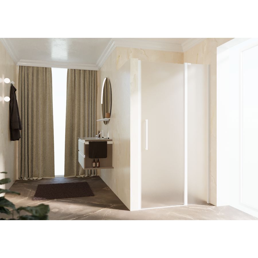 Douchedeur Young 2P 107 Ver.107-111Cm Satin Glas Wit Mat