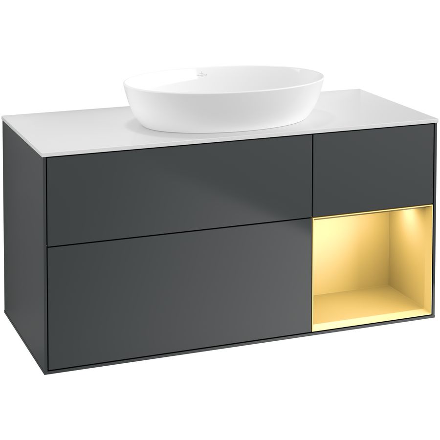 Wastafelonderkast Finion 1200x603x501mm Mid.Blue Matt Lacquer GA71HFHG