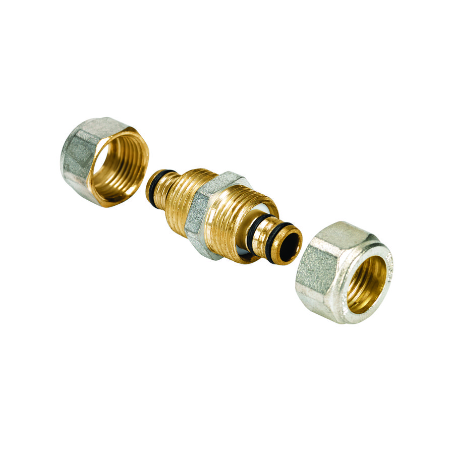 Verloopkoppeling 24 klem 20x22mm messing vernikkeld