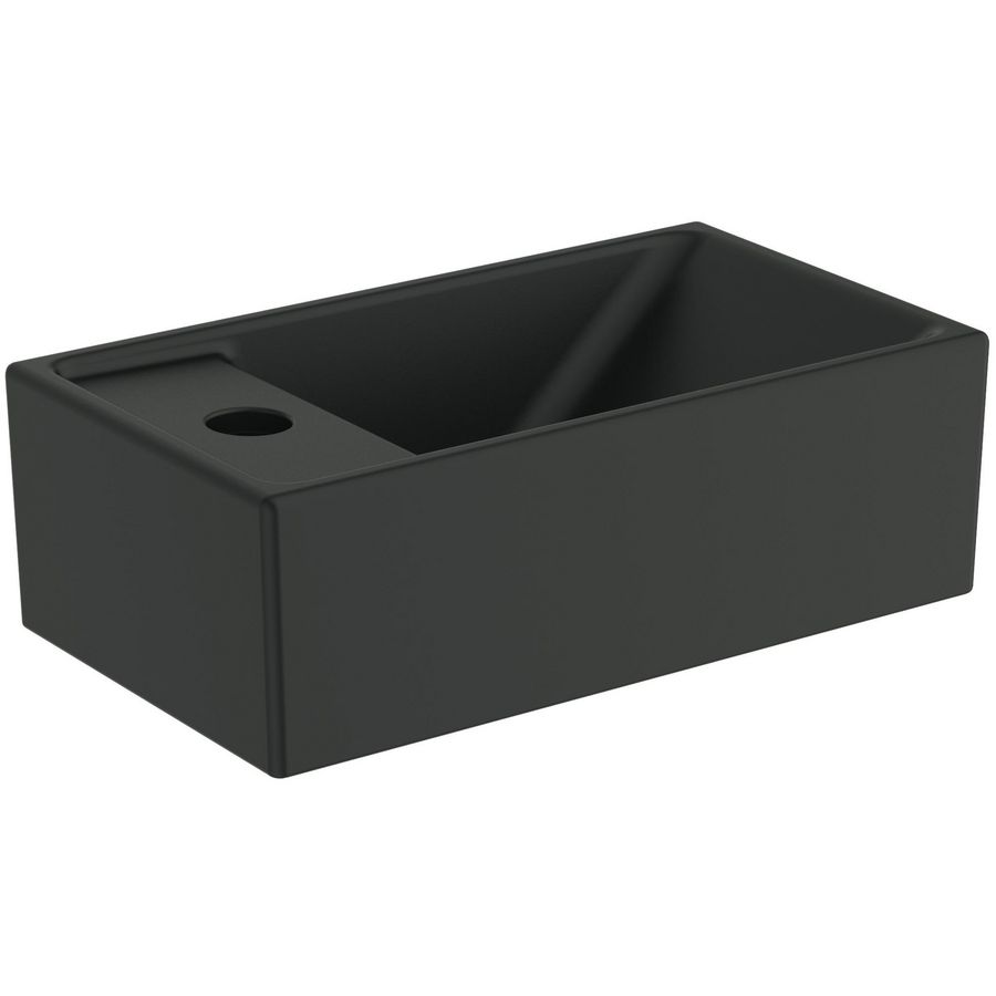 fontein 37x21cm m kraangat links z. overloop slk black E2113