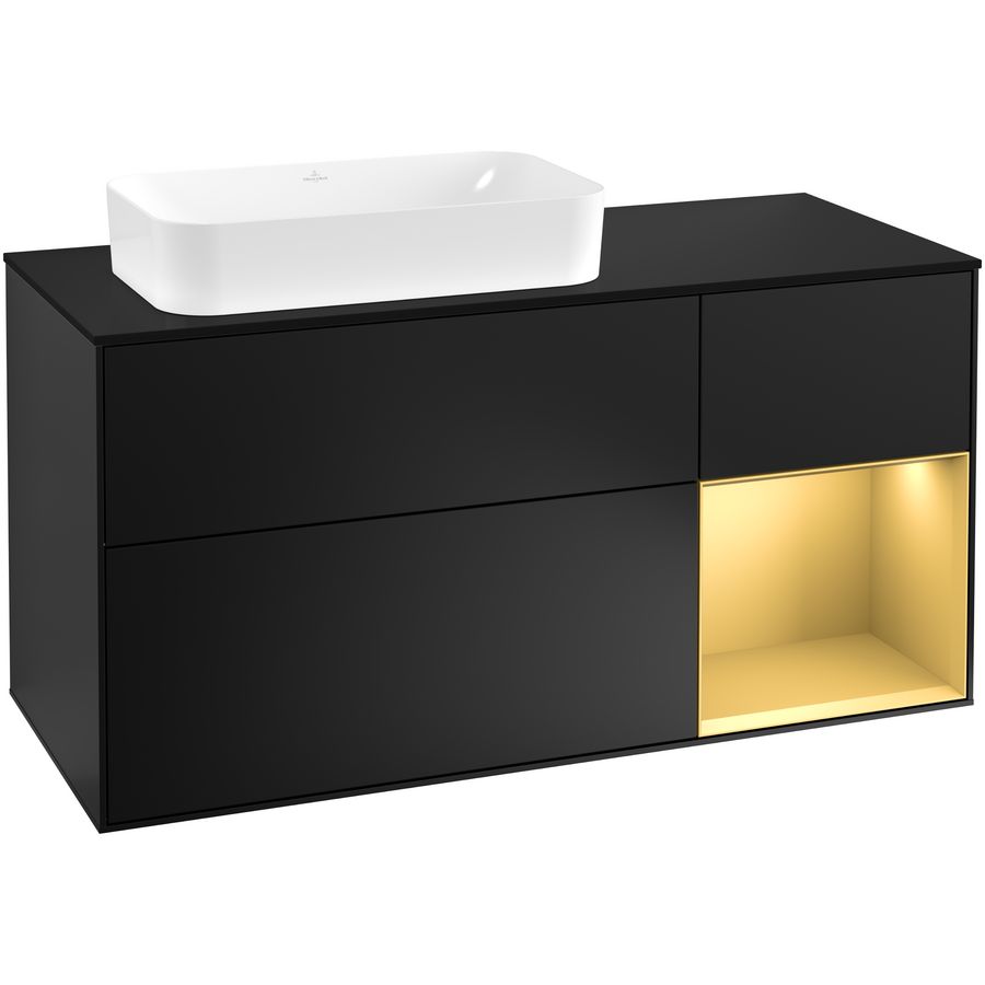 Wastafelonderkast Finion 1200x603x501mm Black Matt Lacquer G282HFPD