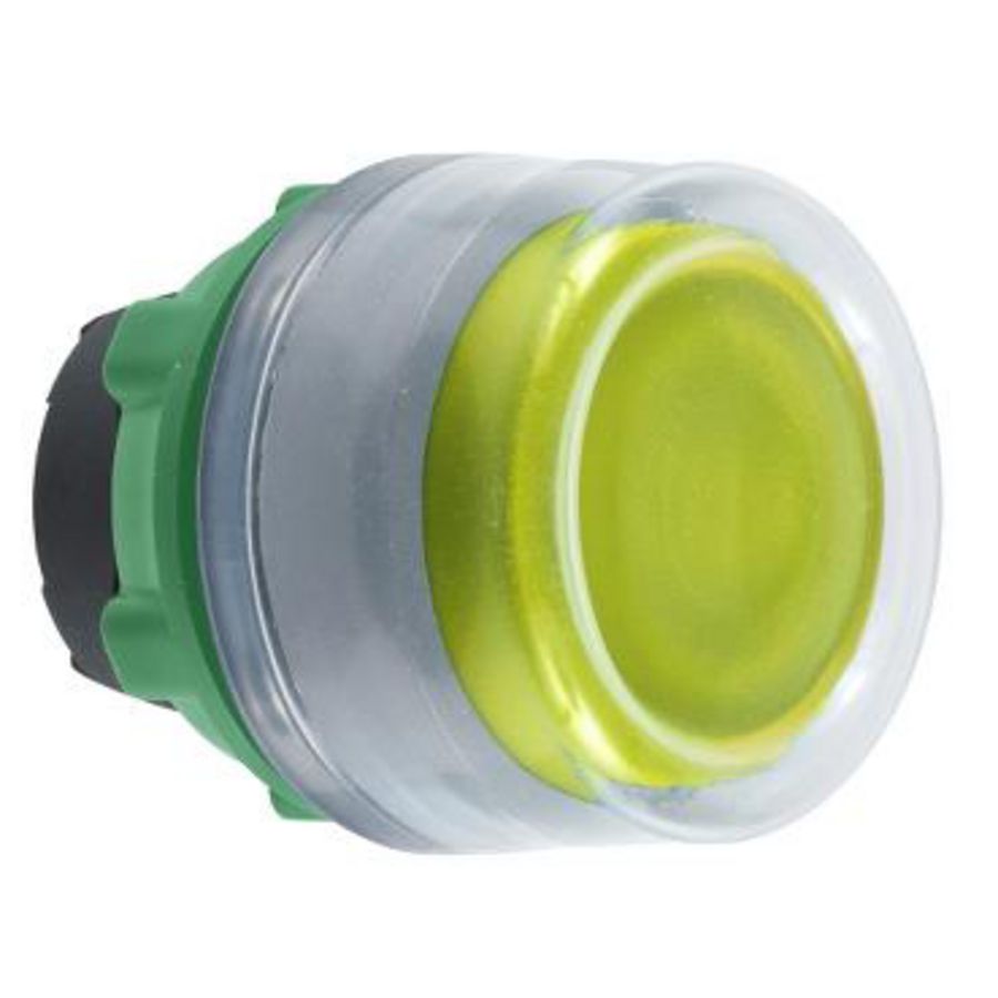 yellow flush pushbutton head with clear boot cp grey