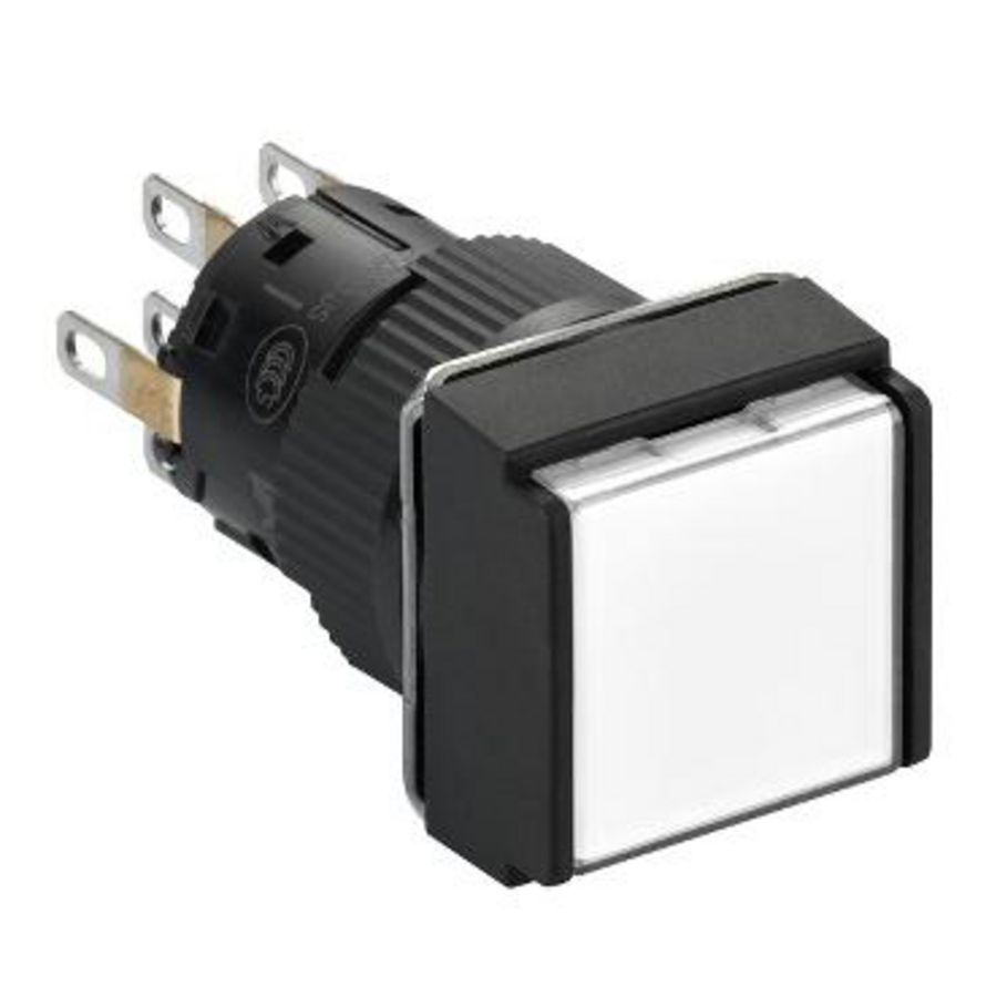 Drukknop Vierkant Verlicht Verzonken 16mm 24V 2 OC Wit VVE=5
