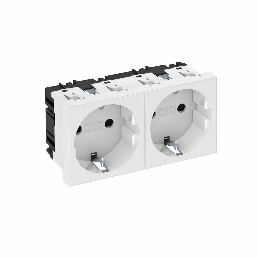 Contactdoos 2-vdg 0gr 250V 10/16A carbonaat puur wit