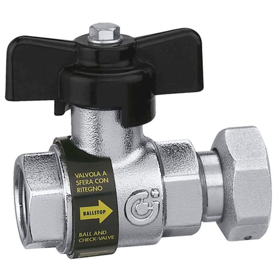 kogelafsluiter met ingeb. keerklep 3/4"bn.3/4"bt. sanitair