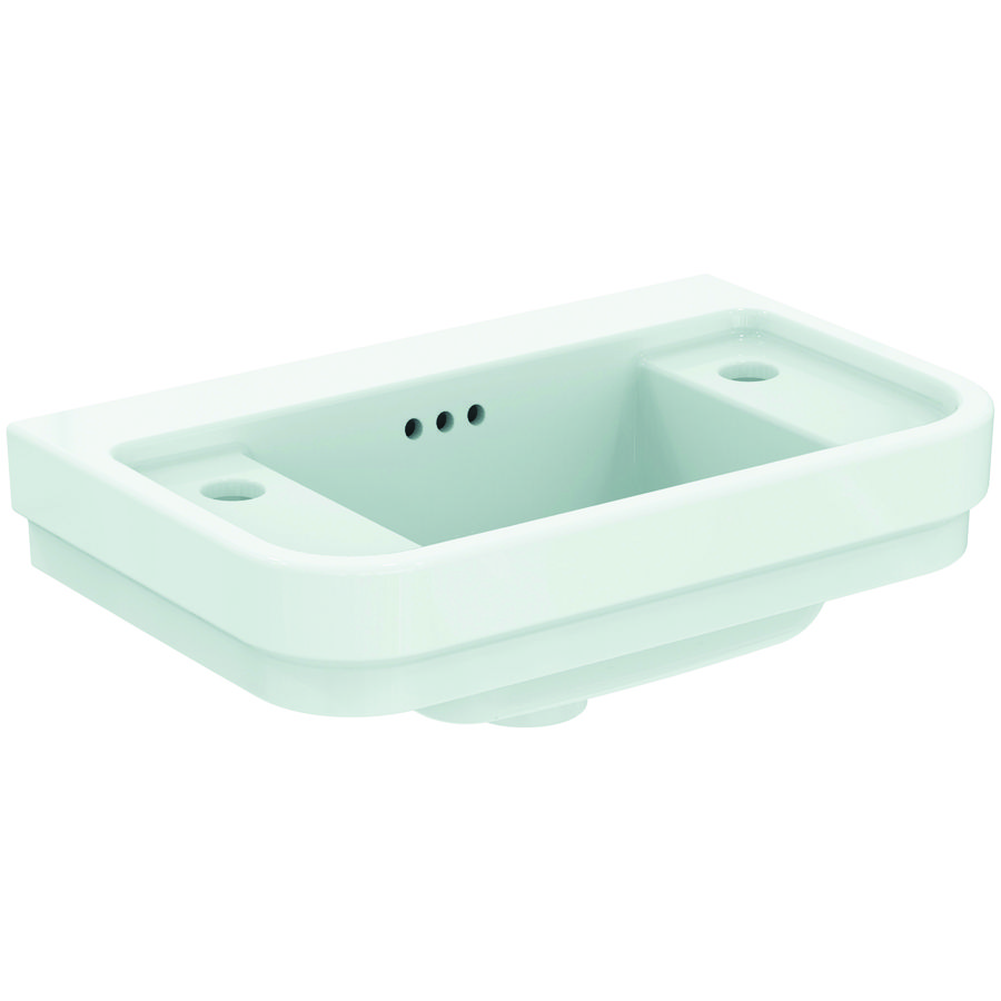 fontein 50x32x18cm met kraangatt. l. + r. met overloop wit E251701