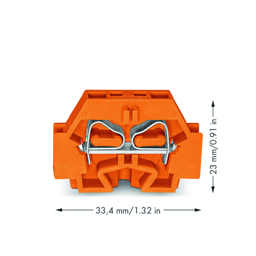 2-draads klem z. drukknop +bev.flens oranje 262-306 VVE=50