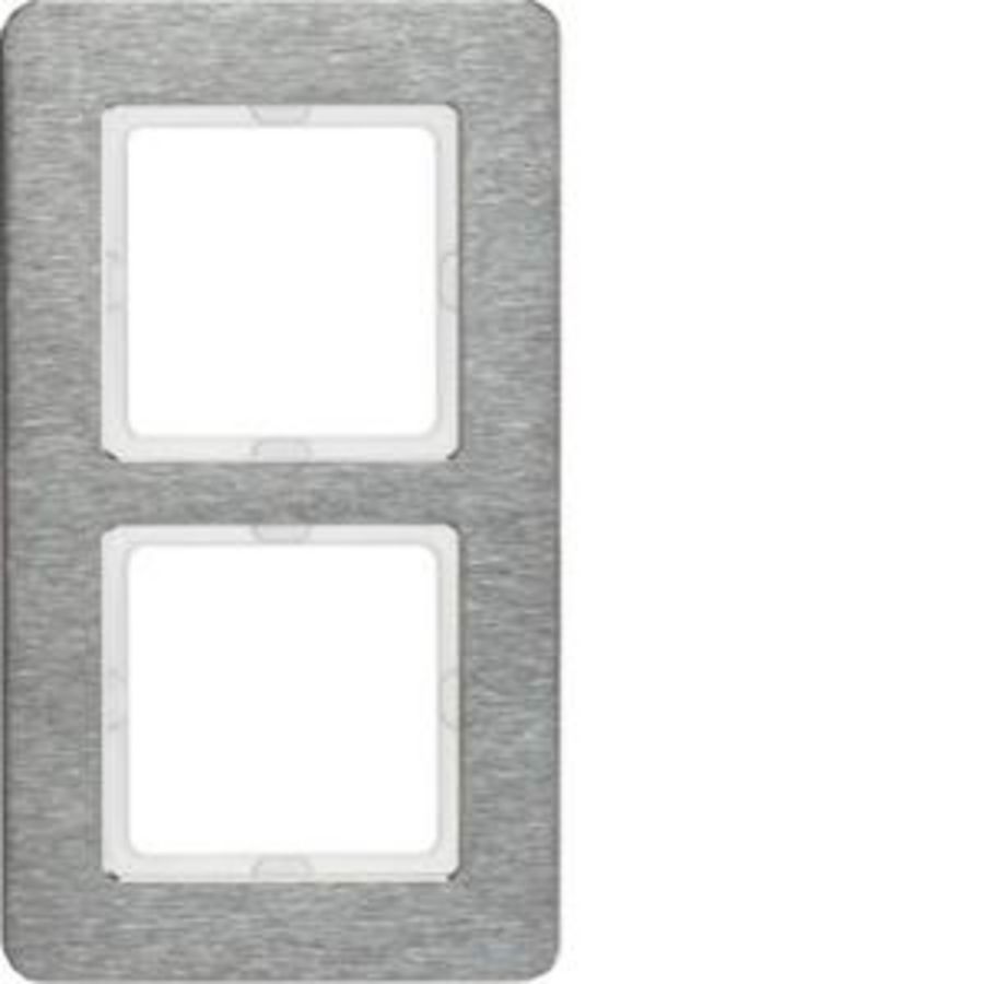 Afdekraam 2-v berker Q.7 edelstaal geborsteld vert.