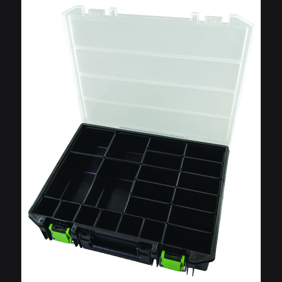 Assortinentsdoos met metalen sluiting met losse inzet bakjes