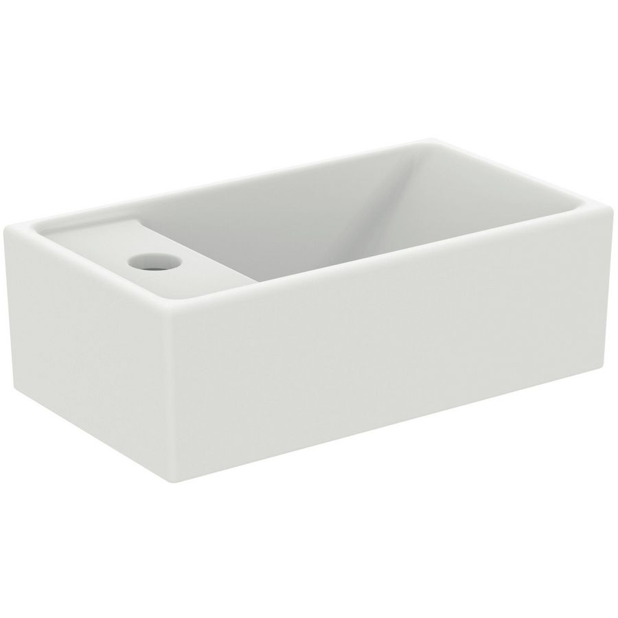 fontein 37x21cm m kraangat links z. overloop slk white E2113