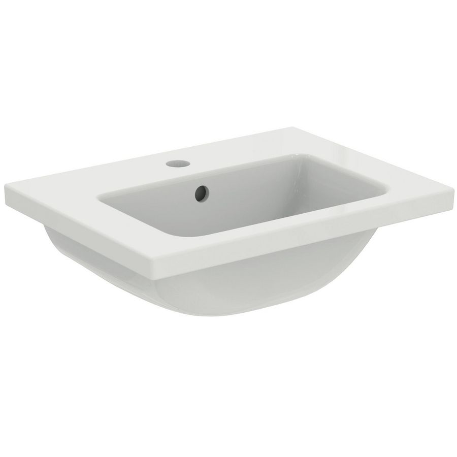 Wastafel I.LIFE-S VANITY 51cm met kraangat + overloop wit Ideal Plus